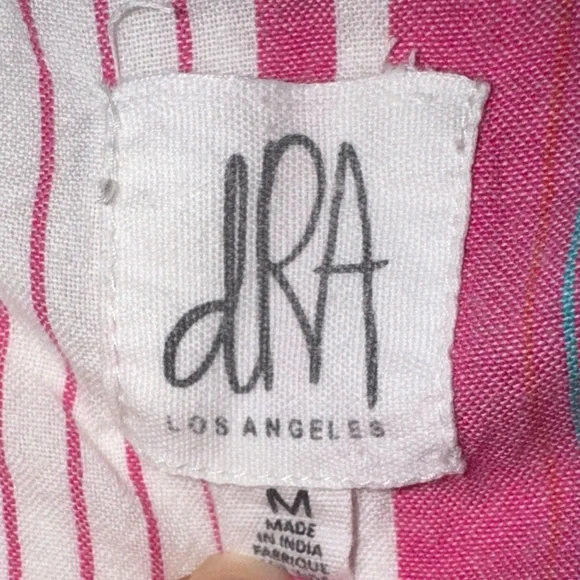 Anthropologie dRA boho embroidered ruffle sleeve striped cotton top Women’s M - Picture 4 of 12